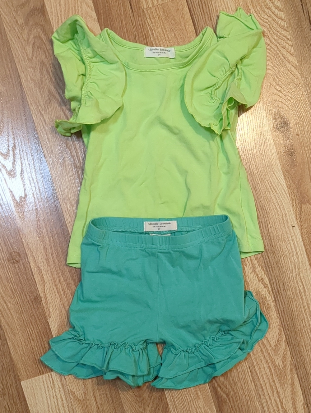 Girls Lime & Teal Ruffle Matching Set
